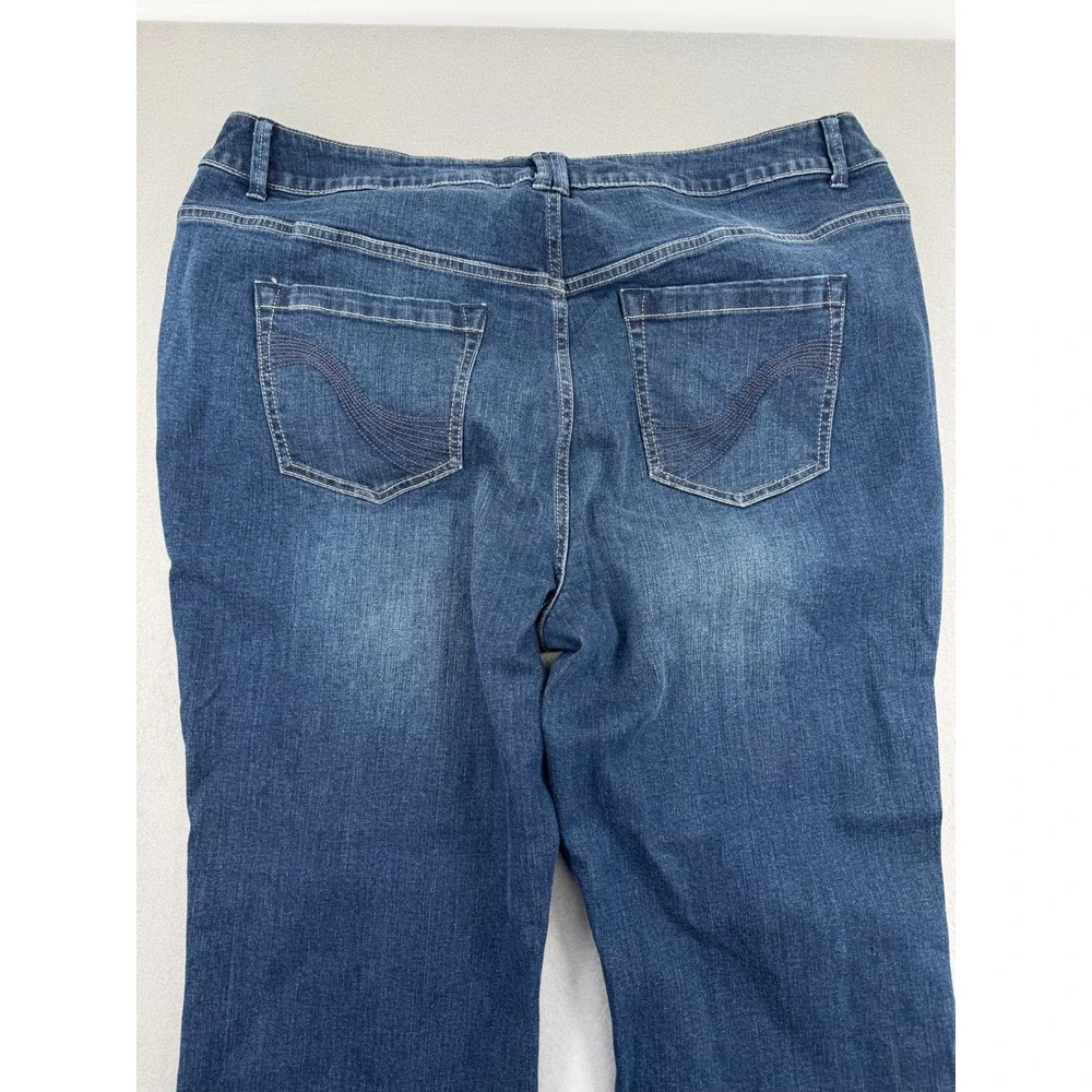 Lane Bryant Genius Fit Slim Boot Jeans Womens 22P Petite (40x29) Blue Denim
